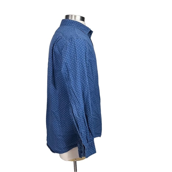 Polo Ralph Lauren Slim Men Blue Geometric Dot Print Long Sleeve Button Up Sz XXL - Picture 7 of 11